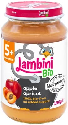 Lambini BIO Demeter příkrm jablko a meruňka