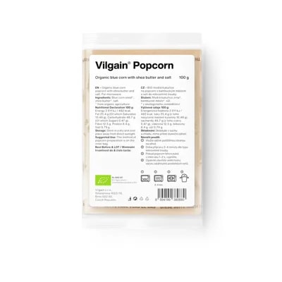 Vilgain Popcorn do mikrovlnky BIO – solený z modré kukuřice