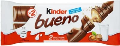 Kinder Bueno oplatka s čokoládovou polevou a mléčnou lískooříškovou náplní (2x21,5g)