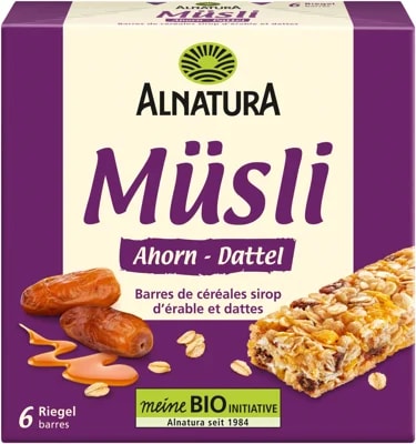 Alnatura BIO Müsli tyčinky s javorovým sirupem a datlemi 6×25 g