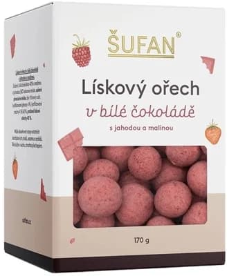 Šufan Lískový ořech - bílá čokoláda/jahoda a malina