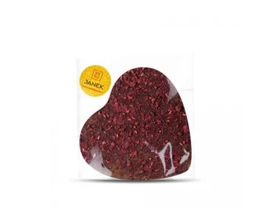 JANEK Velké mléčné srdíčko s drcenými lyofilizovanými malinami a ostružinami 9x9 cm