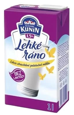 Mlékárna Kunín UHT Lehké ráno mléko bez laktózy 1,5%