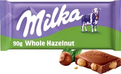 Milka Čokoláda oříšková mléčná, celé lískové ořechy