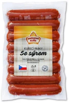 Vodňanské Kuře Kuřecí párky se sýrem