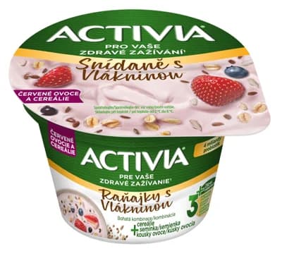 Activia Probiotický jogurt cereální snídaně červené ovoce