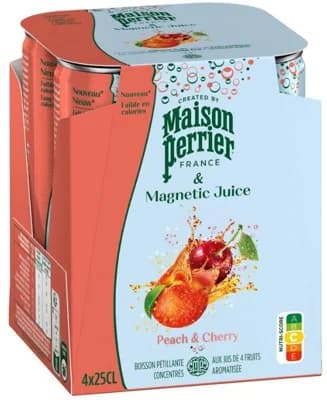 Perrier & Juice Broskev a třešeň multipack 4×250 ml plech