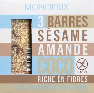 Monoprix Tyčinky se sezamem, mandlemi a kokosem