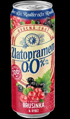 Zlatopramen Radler 0,0 % Brusinka a rybíz, plech