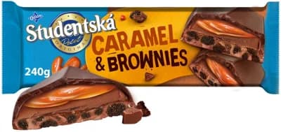 ORION Studentská Pečeť hořká čokoláda Caramel & Brownies, čokoláda s kakaovou a karamelovou náplní