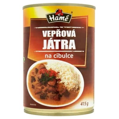 Hamé Vepřová játra na cibulce hotové jídlo