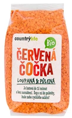 Country Life BIO čočka červená půlená loupaná