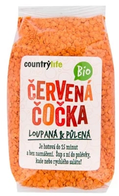 Country Life BIO čočka červená půlená loupaná
