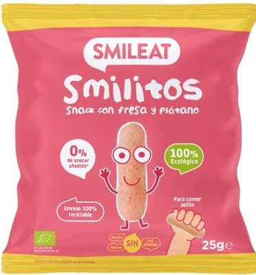 Smileat BIO Kukuřičné křupky banán & jahoda s extra panenským olivovým olejem