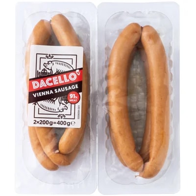 Dacello Vídeňské párky 91 %, 2×200 g