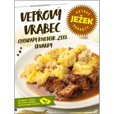 Ježkovy krabičky Vepřový vrabec, chlupatý knedlík, zelí, škvarky