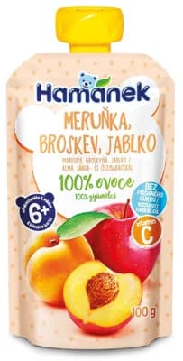 Hamánek Ovocná kapsička meruňka, broskev a jablko