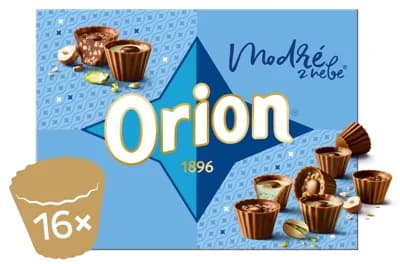 ORION Modré z nebe pistáciové a kakaové košíčky z mléčné čokolády