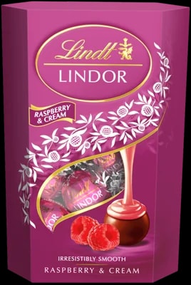 Lindt Lindor pralinky s malinovou a smetanovou náplní