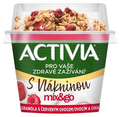 Activia Mix&Go Probiotický jogurt s granolou s červeným ovocem a chia