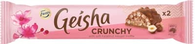 Geisha Crunchy tyčinka z mléčné čokolády s lískovými oříšky a nugátem