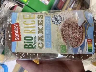 Rýžové chlebíčky s mléčnou čokoládou a kokosem BIO Rice cakes Sondey