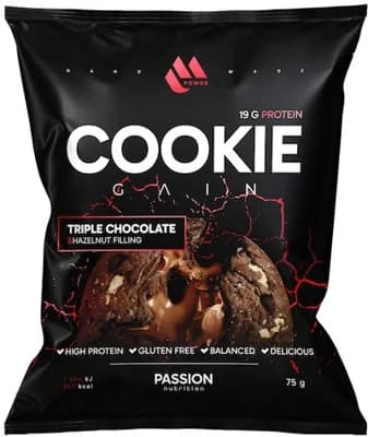 Passion Nutrition MPower Cookie Gain - Tři druhy čokolády/lískooříšková náplň