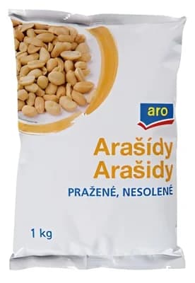 ARO Arašídy pražené nesolené, fólie