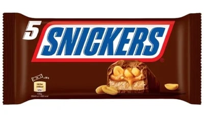 Snickers Mléčná čokoládová tyčinka plněná nugátem, karamelem a praženými arašídy 5x50g