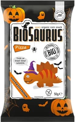 BioSaurus BIO Kukuřičný snack s příchutí pizza Halloween edition