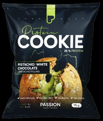 Passion Nutrition Plněná proteinová cookie s pistácií, bílou čokoládou a pistáciovou náplní