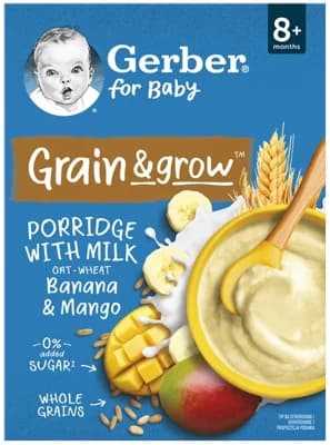 Gerber Natural mléčná kaše pšenično-ovesná mango a banán
