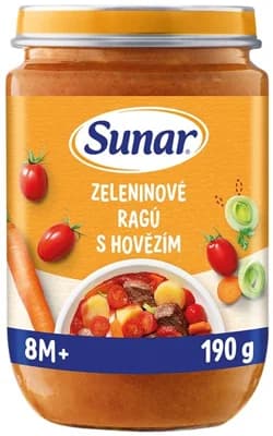 Sunar Příkrm zeleninové ragú s hovězím, 8m+