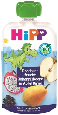HiPP BIO Kapsička Hippis jablko, hruška, dračí ovoce a černý rybíz