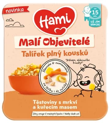 Hami Malí Objevitelé, těstoviny s mrkví a kuřecím masem