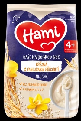 Hami Mléčná rýžová kaše na dobrou noc s Vanilkovou příchutí