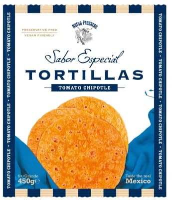Nuevo Progreso Tortillas Tomato chipotle 25 cm, 6 ks