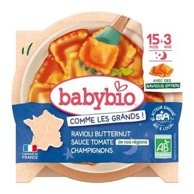 Babybio BIO Ravioli s dýňovou nádivkou, rajčatovým pyré a žampiony