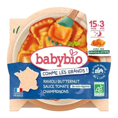 Babybio BIO Ravioli s dýňovou nádivkou, rajčatovým pyré a žampiony