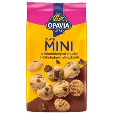 Opavia sušenky Zlaté mini s čokoládovými kousky