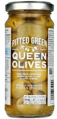 Marks & Spencer Vypeckované zelené olivy odrůdy Queen