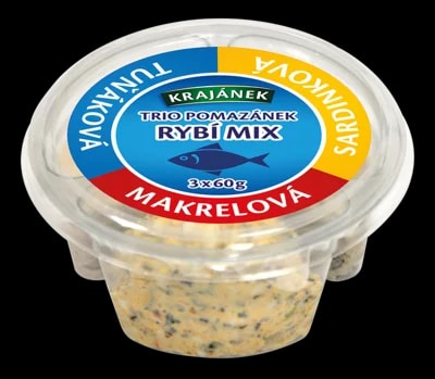 Krajánek TRIO pomazánek rybí mix (tuňáková, makrelová, sardinková), 3x60g
