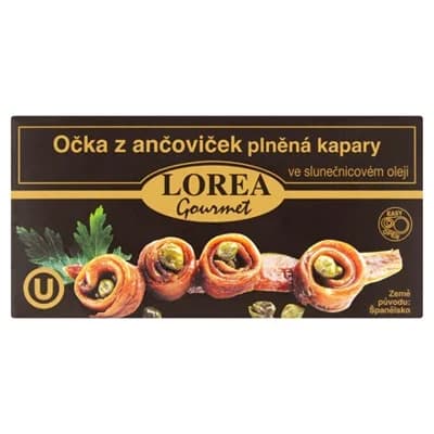 LOREA Ančovičky v oleji očka plněná kapary