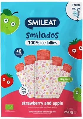 Smileat BIO Ovocné zmrzlinky k zamražení jahoda & jablko (5×50 g)
