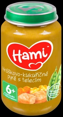 Hami Příkrm hráškovo-kukuřičné pyré s telecím