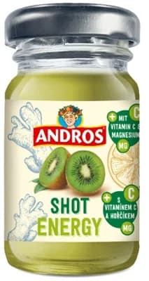 Andros Shot Energy s příchutí kiwi a zázvoru