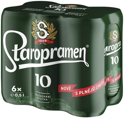 Staropramen 10, světlé výčepní, plech 6x500ml