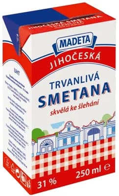 Madeta Jihočeská smetana ke šlehání trvanlivá 31%