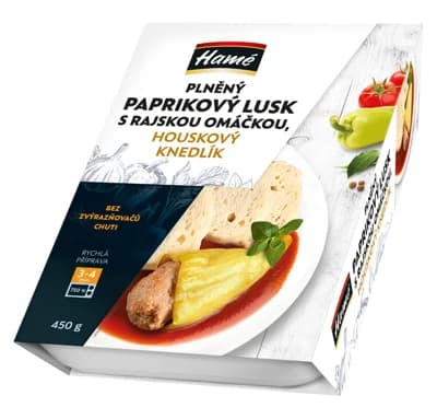 Hamé Paprikový lusk s rajskou omáčkou a knedlíkem