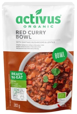 Activus BIO Red curry bowl s červeným kari kořením, houbami shiitake a čočkou